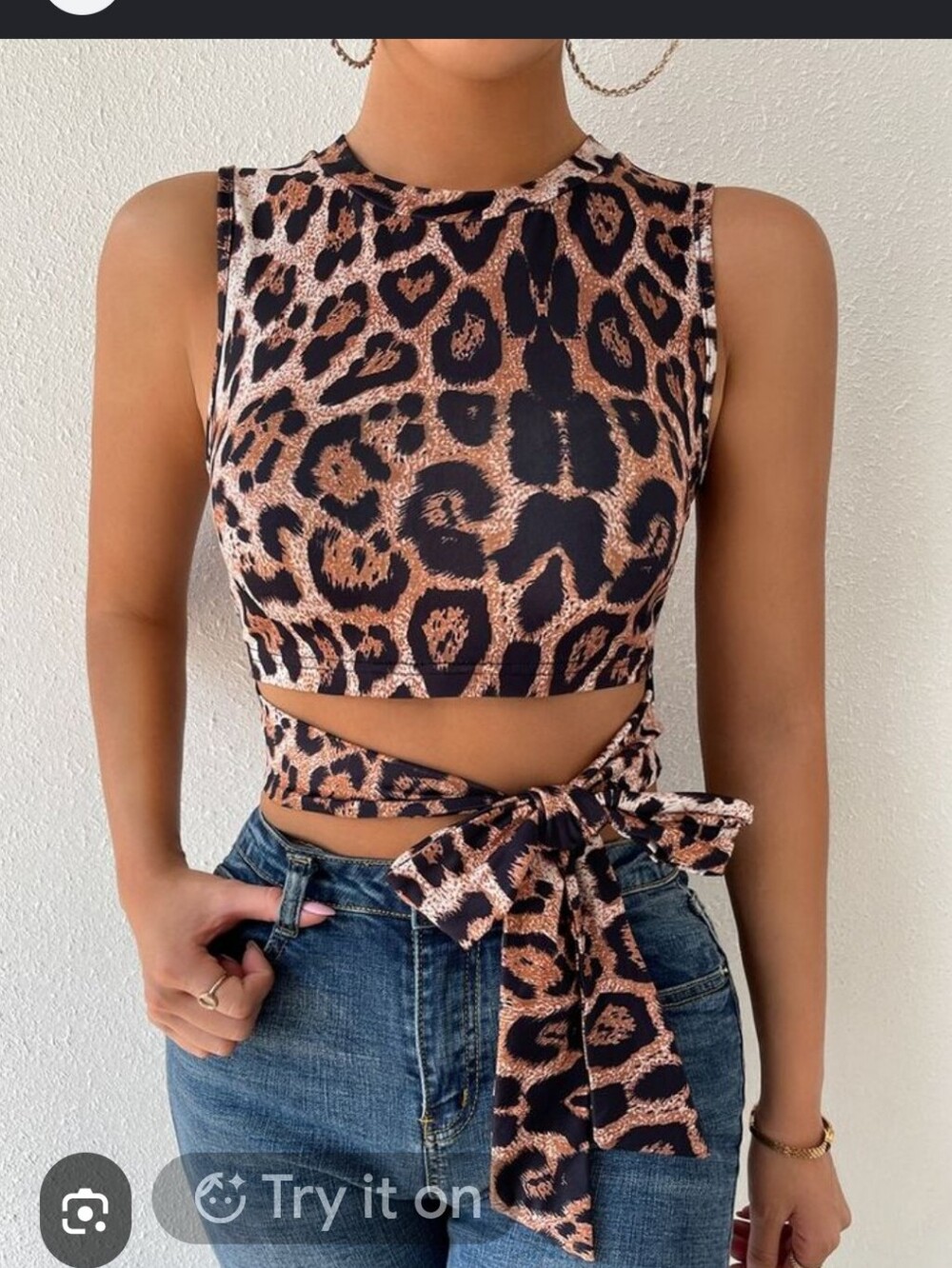 Leopard Wrap Crop Top